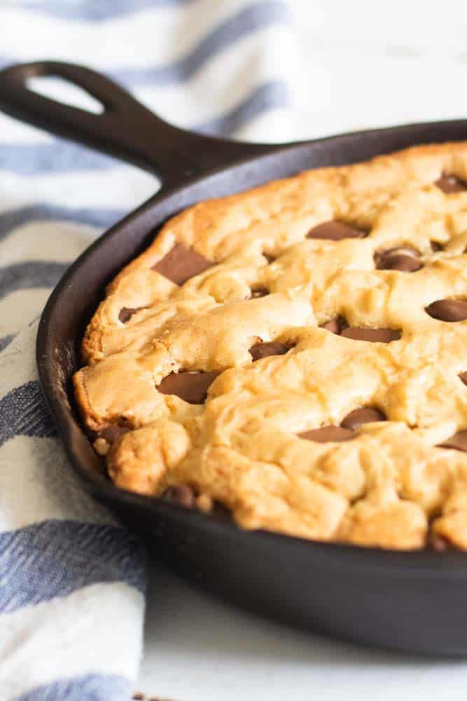 Flaky top chocolate chip cookie skillet.