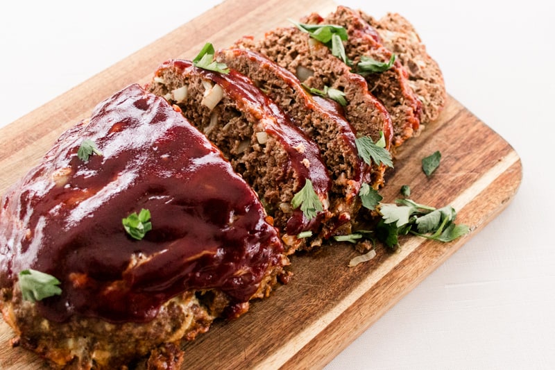 Deer meatloaf with a tangy barbecue glaze and fresh rosemary.