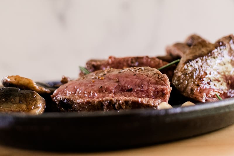 Perfectly cooked restaurant style steak with salt and pepper.