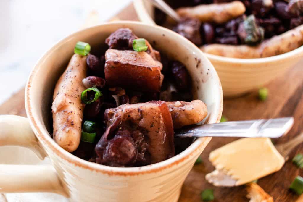 Jamaican style stew peas with tender pigs tail.