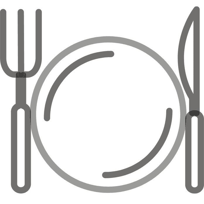 Cast Iron Skillet cooking logo of a fork and spoon.