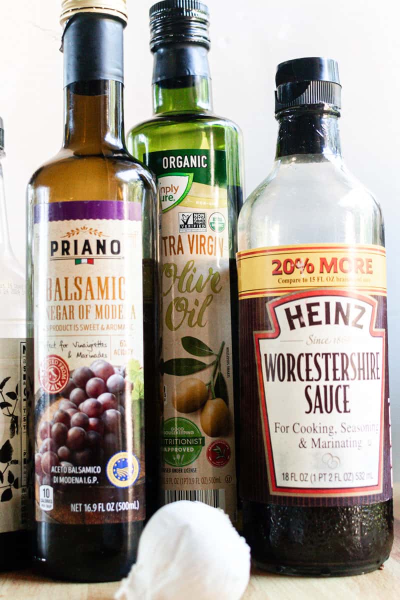 The ingredients for a venison marinade recipe.