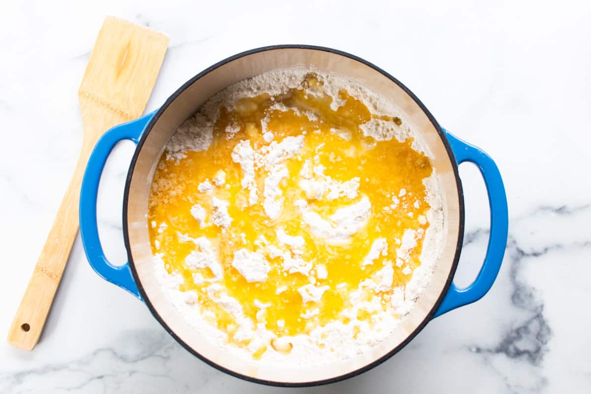 Melted butter drizzled over the top of the cake mix.