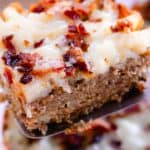 A slice of ground moose meatloaf.