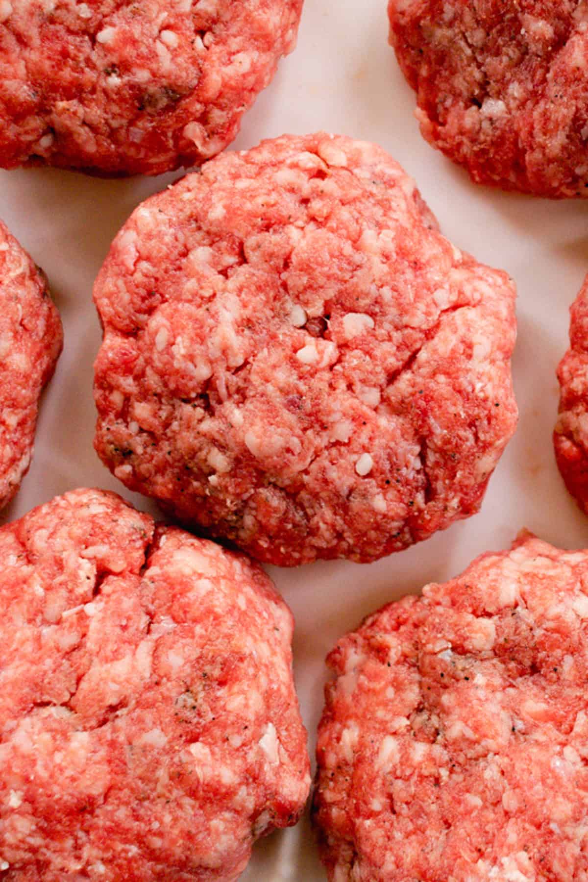 Patties of burgers on a plate. 