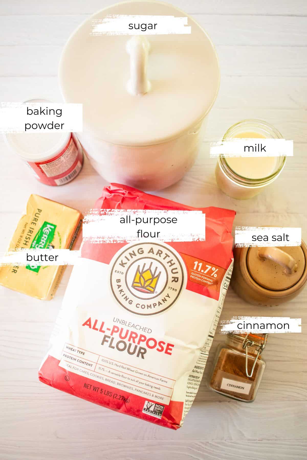 Cinnamon sugar donut ingredients.