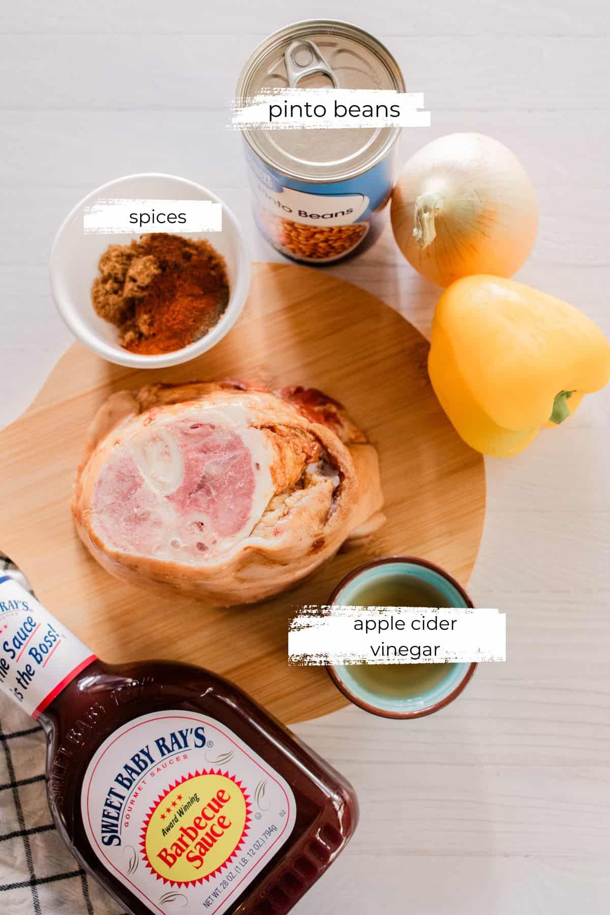 Ingredients needed for the baked beans recipe. 