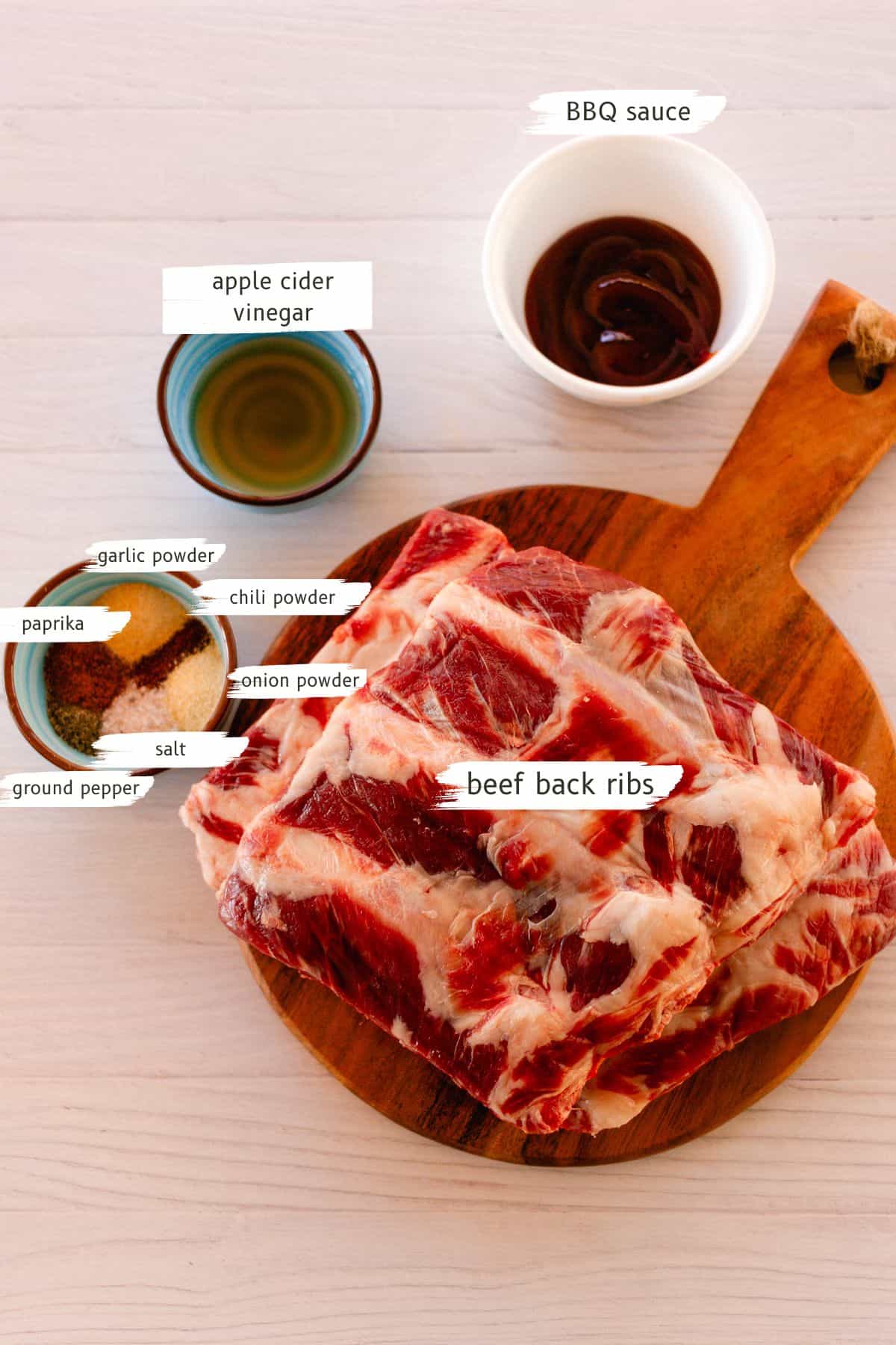 Beef back ribs ingredients. 