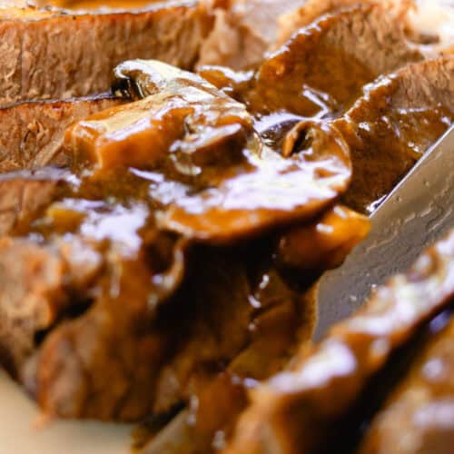 Pikes peak heel of round roast with coffee gravy.