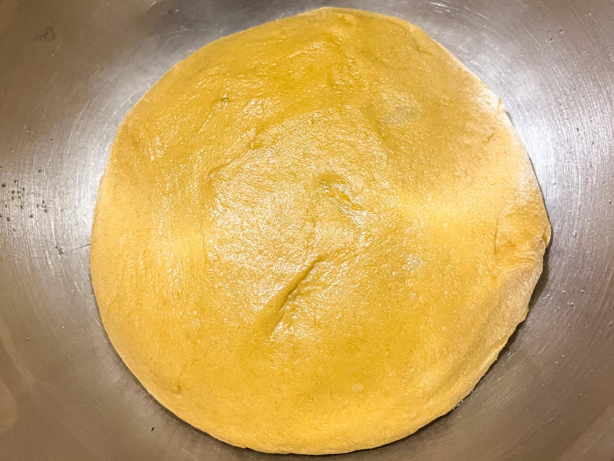 Brioche dough after rising.