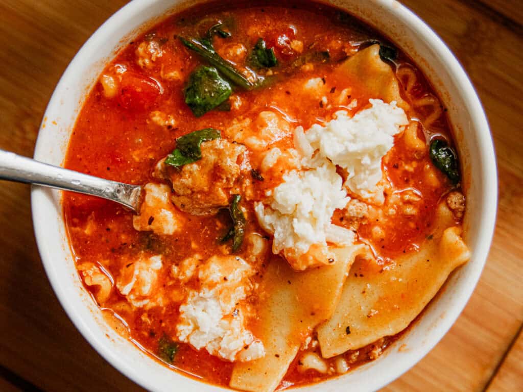 Dutch Oven Lasagna Soup - Cast Iron Skillet Cooking