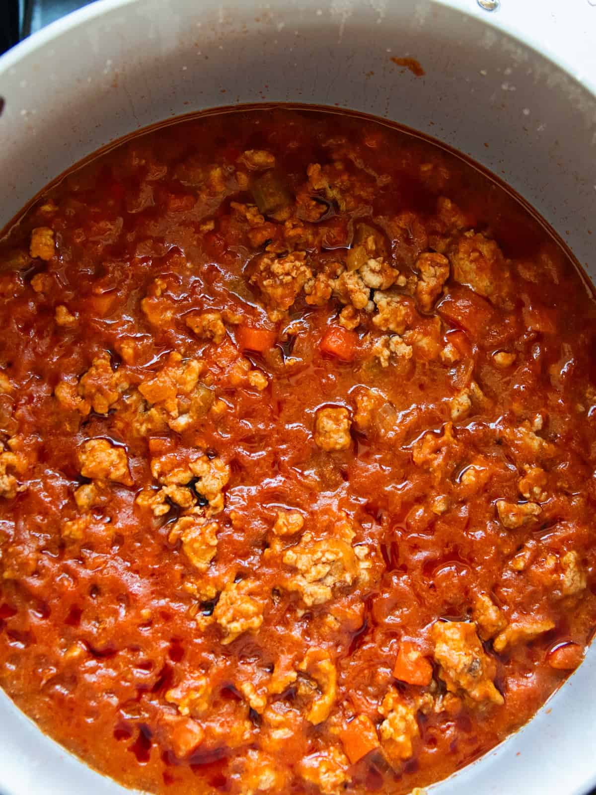 Buffalo chicken sloppy joe filling completely cooked.