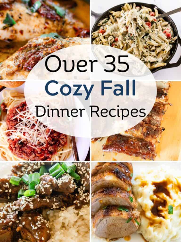 Cozy Fall Dinner Recipes collage.