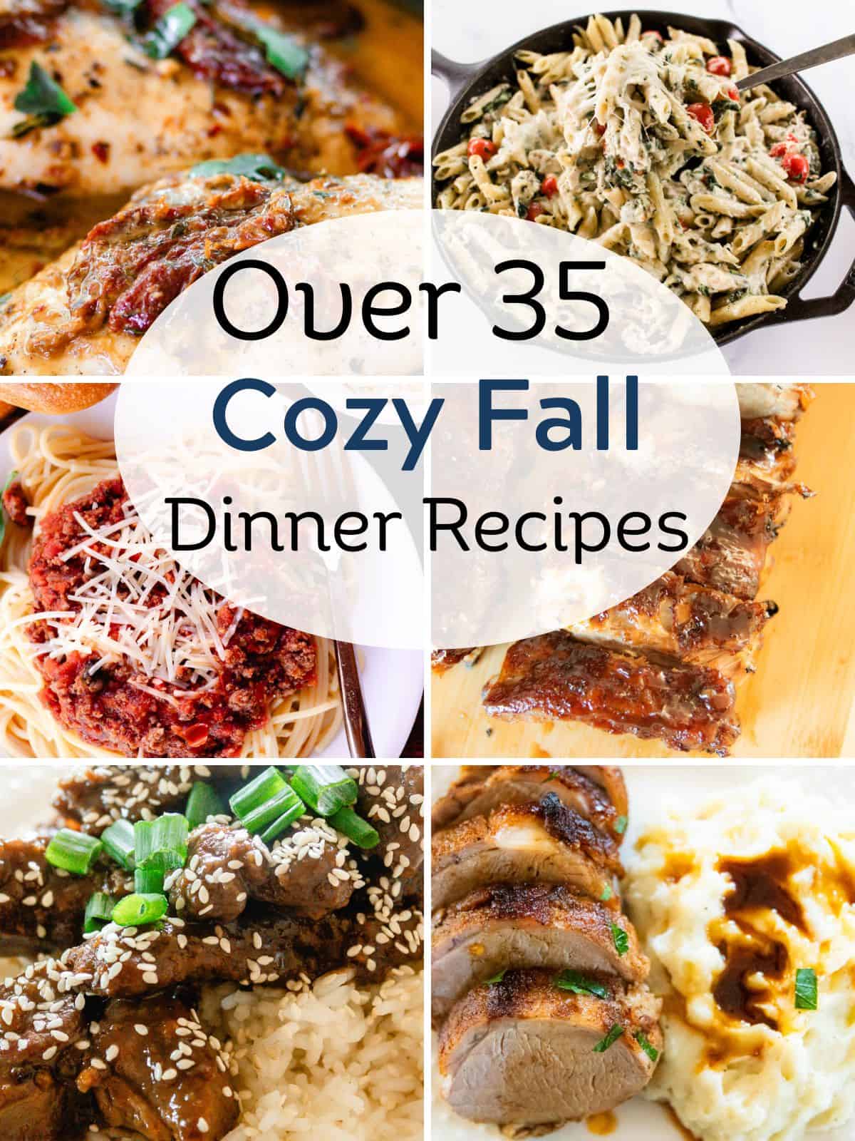 Cozy Fall Dinner Recipes collage.