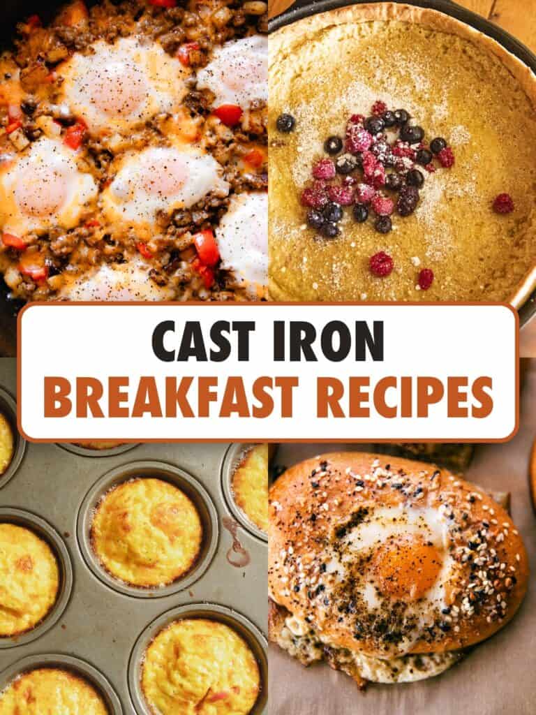 Cast Iron Breakfast recipes photo collage.